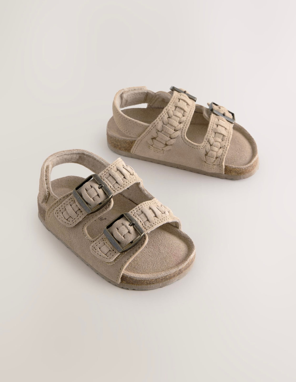 Stone Standard Fit (F) Double Buckle Leather Sandals
