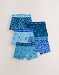 Blue/White Stars Junior Pattern Trunks 5 Pack