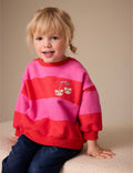 Red/Pink Stripe Crew Neck Sweatshirt
