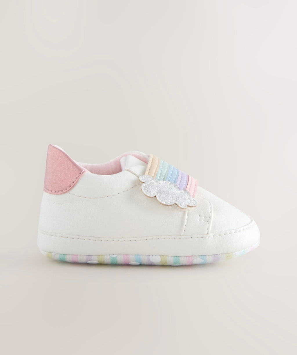 White Rainbow Baby Touch Fasten Trainers