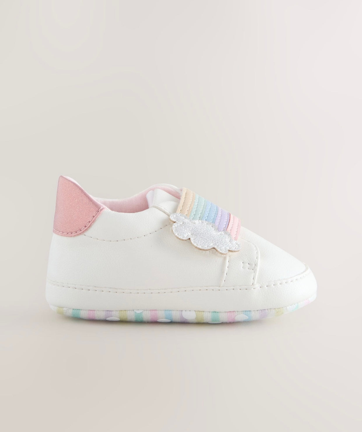 White Rainbow Baby Touch Fasten Trainers