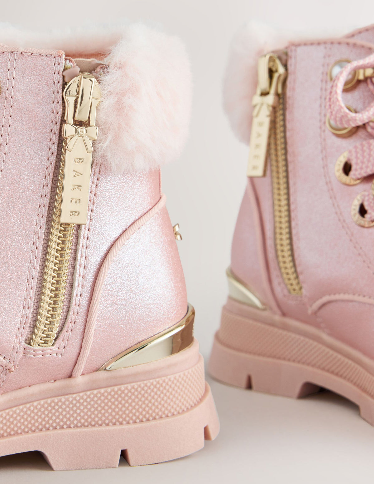 Baker by Ted Baker Faux Fur Cuff Metallic Pink Charm Boots