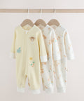 Neutral Two Way Zip Baby Sleepsuit 3 Pack
