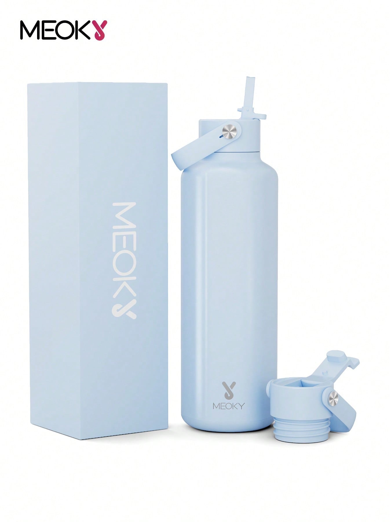 Meoky 700 ml Insulated Tumbler With 2 Spout Lid And Straw