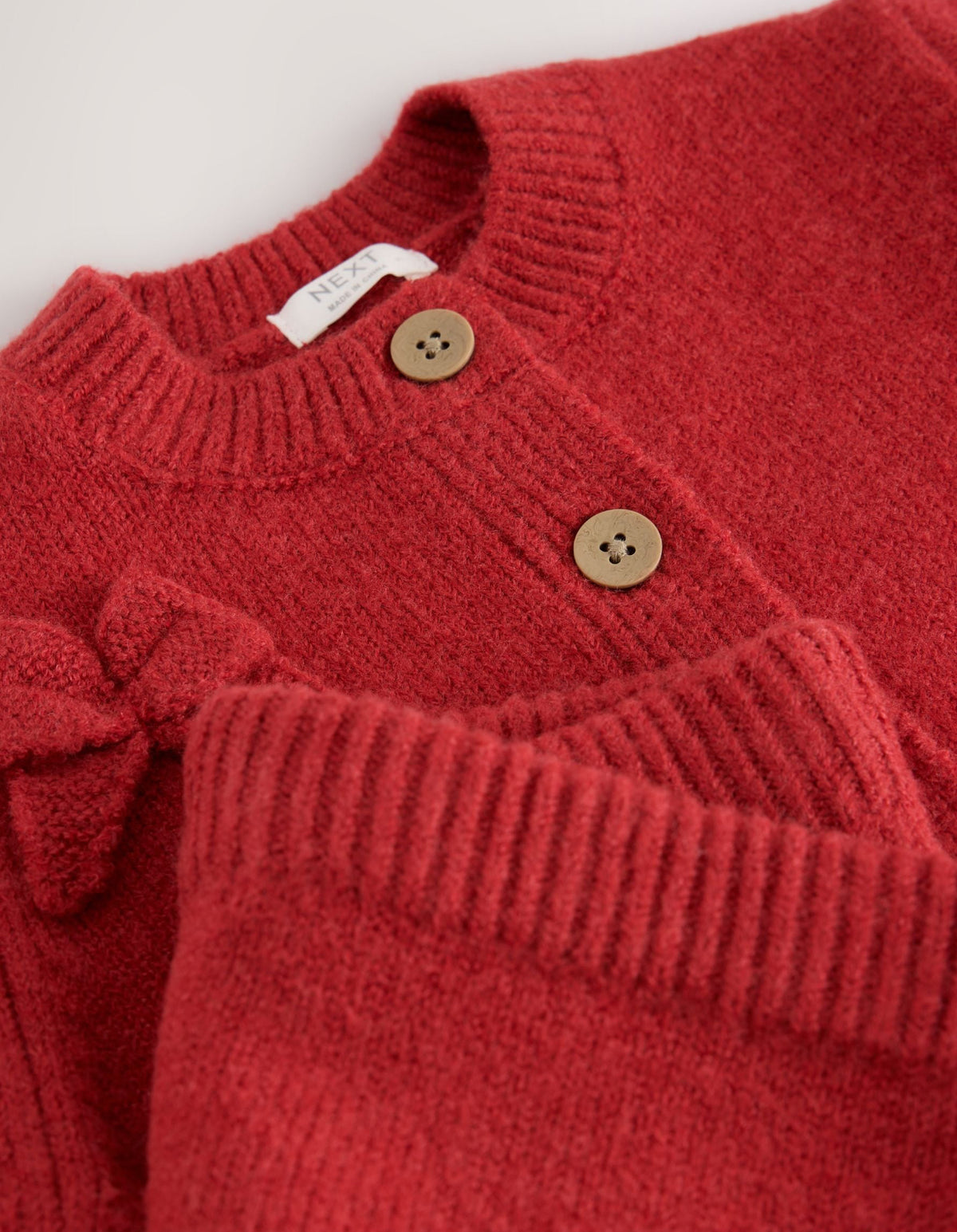 Red Bow Embroidered Cardigan and Trousers Set