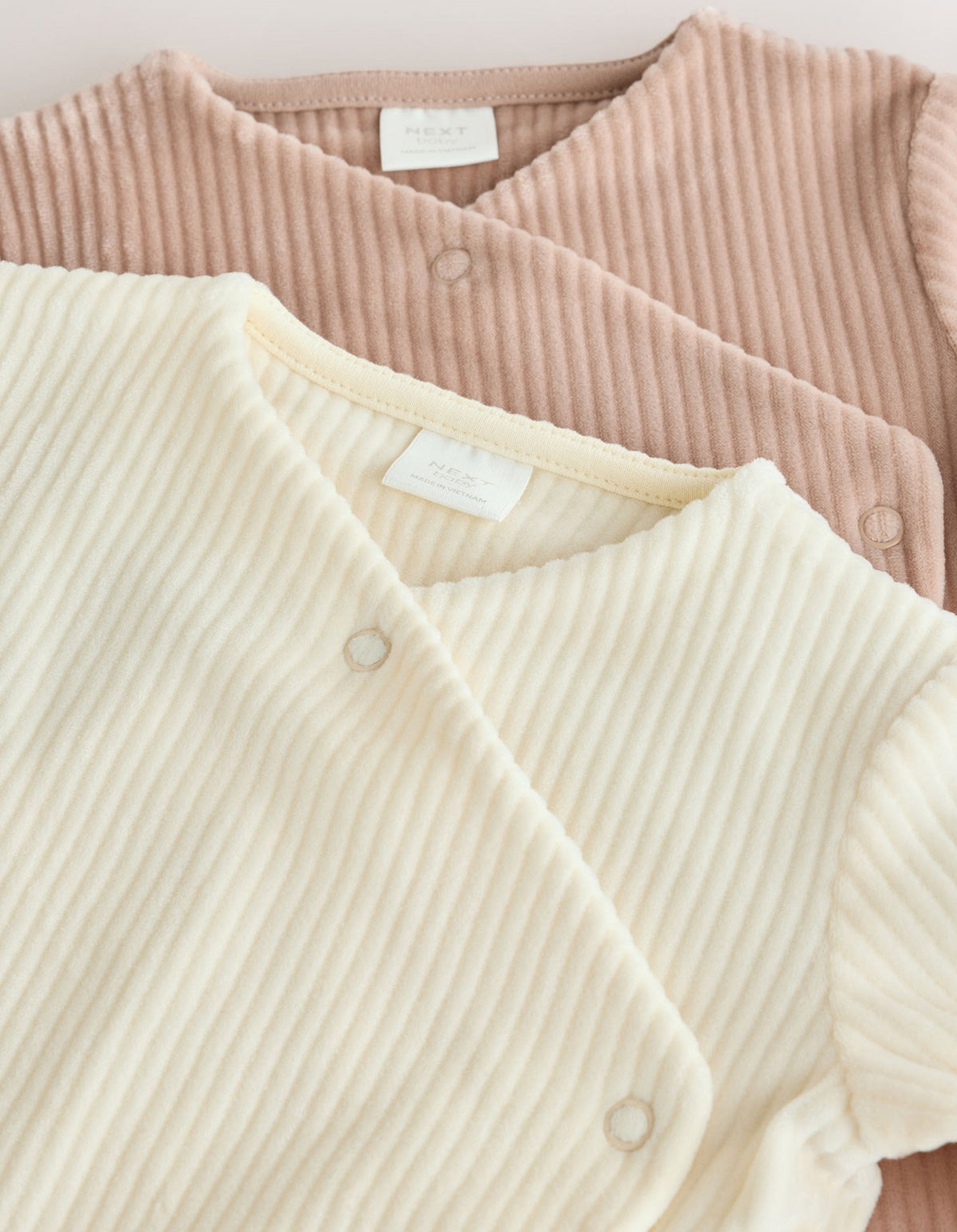 Neutral Fleece Baby Sleepsuits 2 Pack
