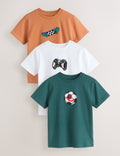 Green/White/Orange Regular Fit
Graphic Print Short Sleeve T-Shirts 3 P
