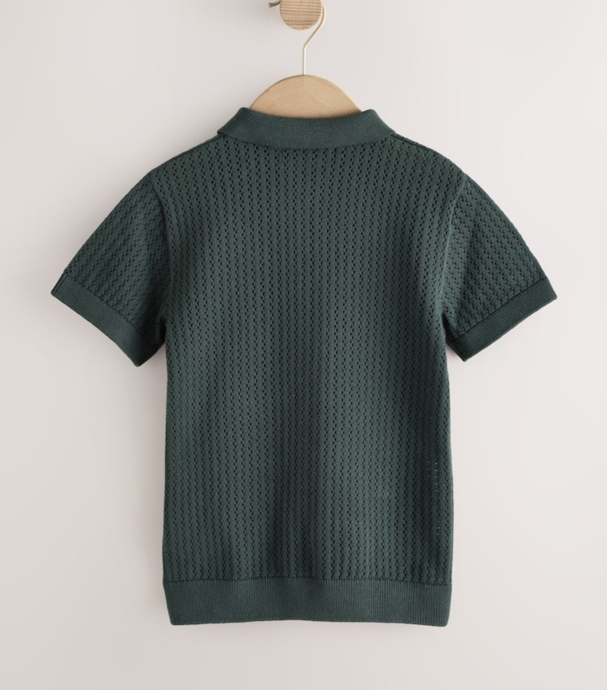 Forest Green Knitted Button Through
Polo Shirt