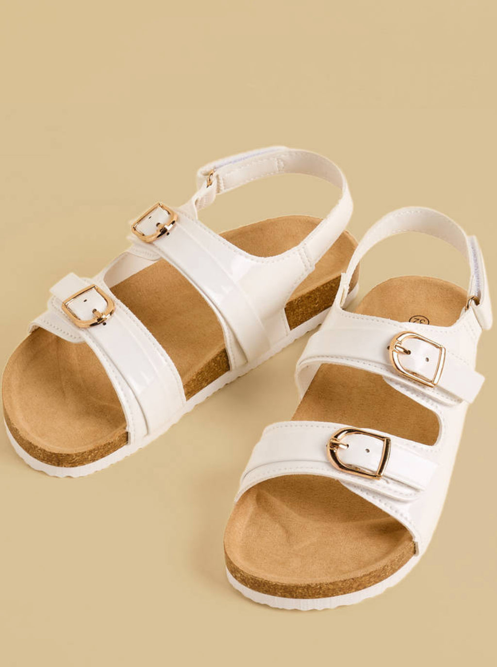 Buckle Detail Sandals with Hook and Loop Closure