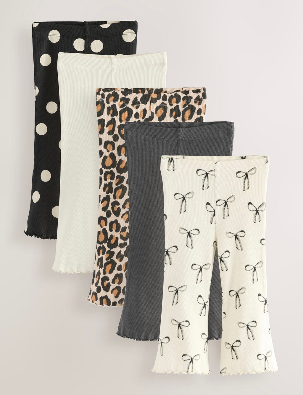 Animal Print Ribbed Flare Leggings 5 Pack