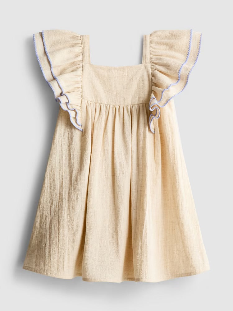 Floral Appliqué Ruffle Dress