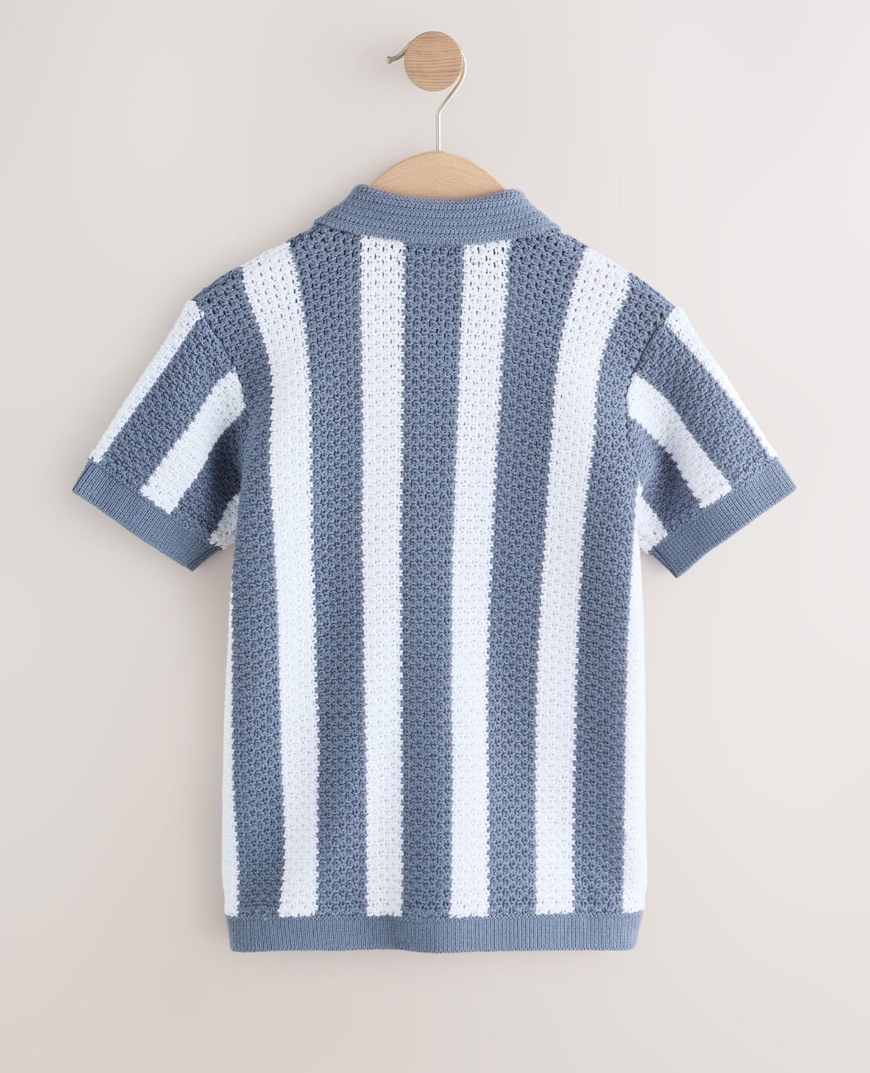 Blue Stripe Knitted Polo Shirt