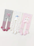 3 Pairs Baby Girls Tight Knit Leggings (immediate)