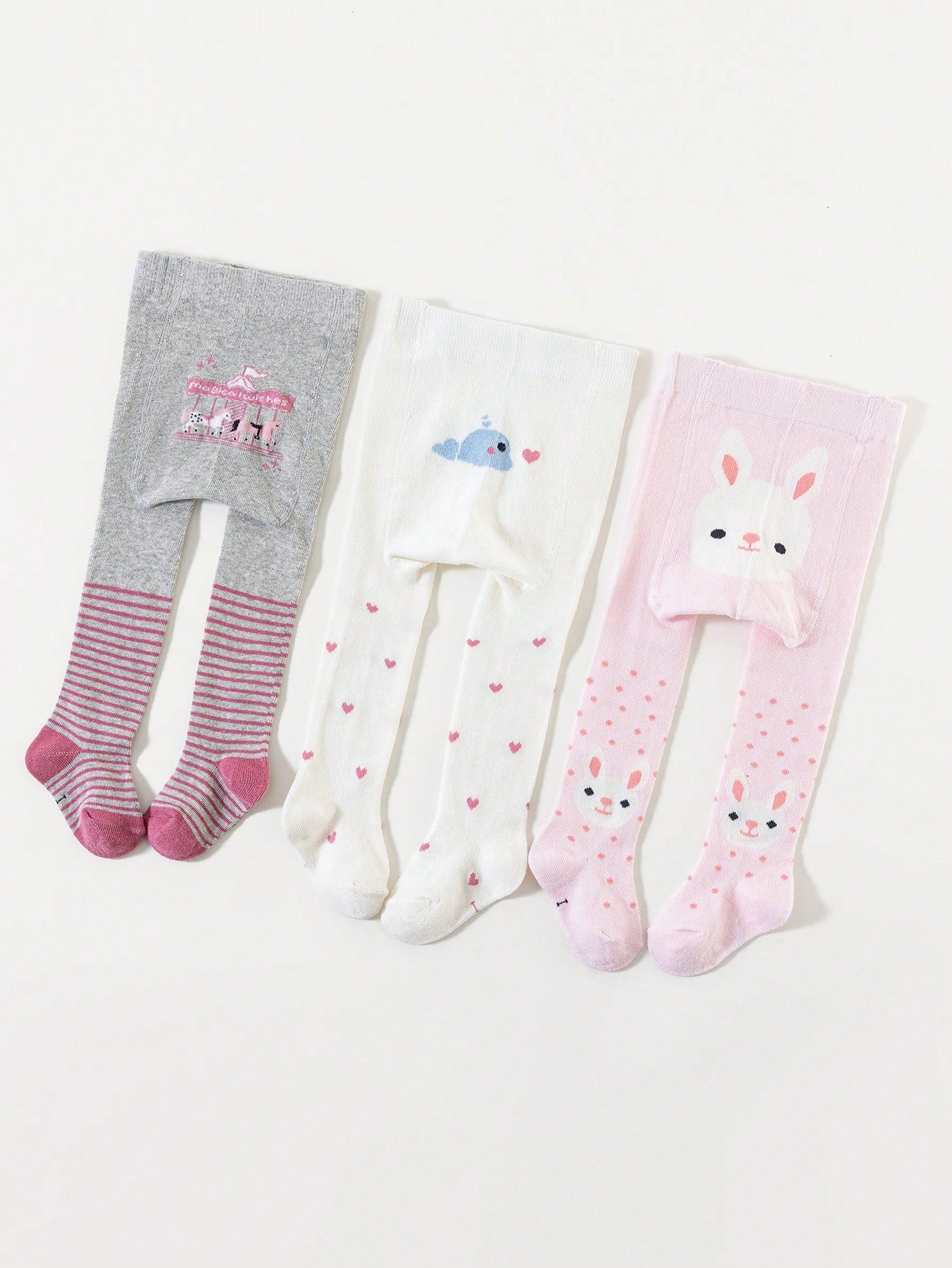 3 Pairs Baby Girls Tight Knit Leggings (immediate)