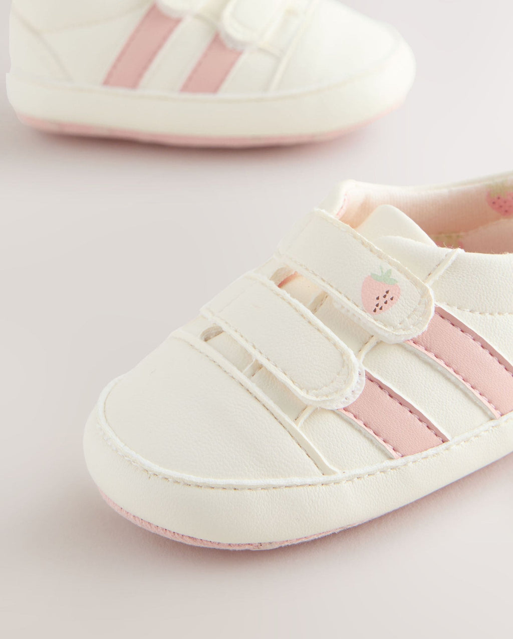 White/Pink Touch Fasten Baby Trainers