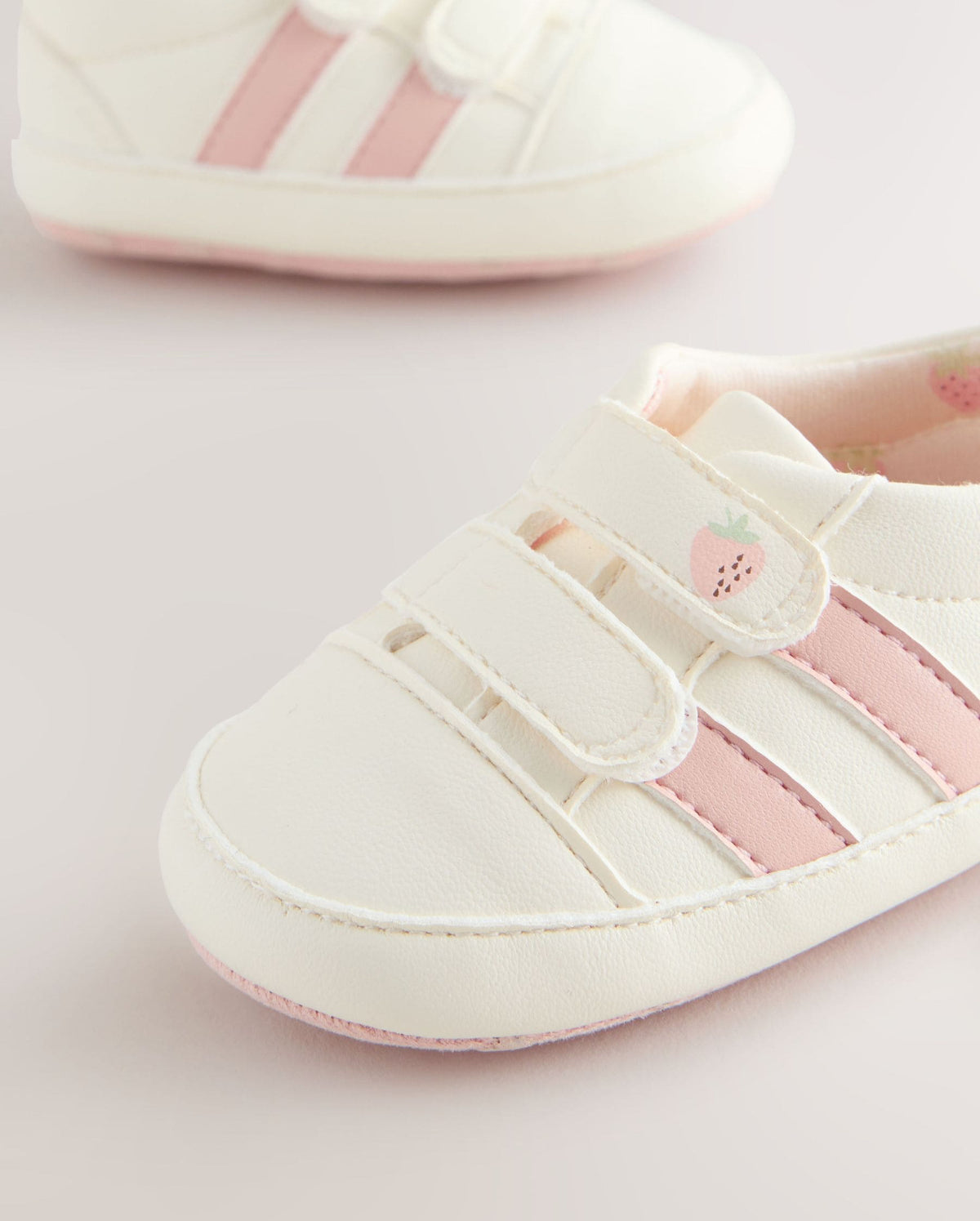 White/Pink Touch Fasten Baby Trainers