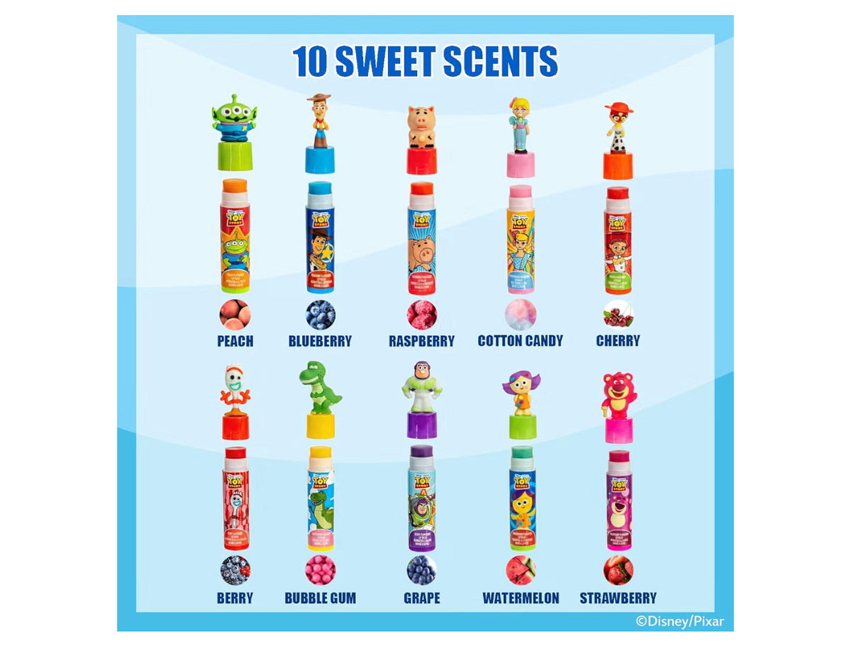 Toy Story Lip Balm Set, 10-Piece with Removable 3D Toppers