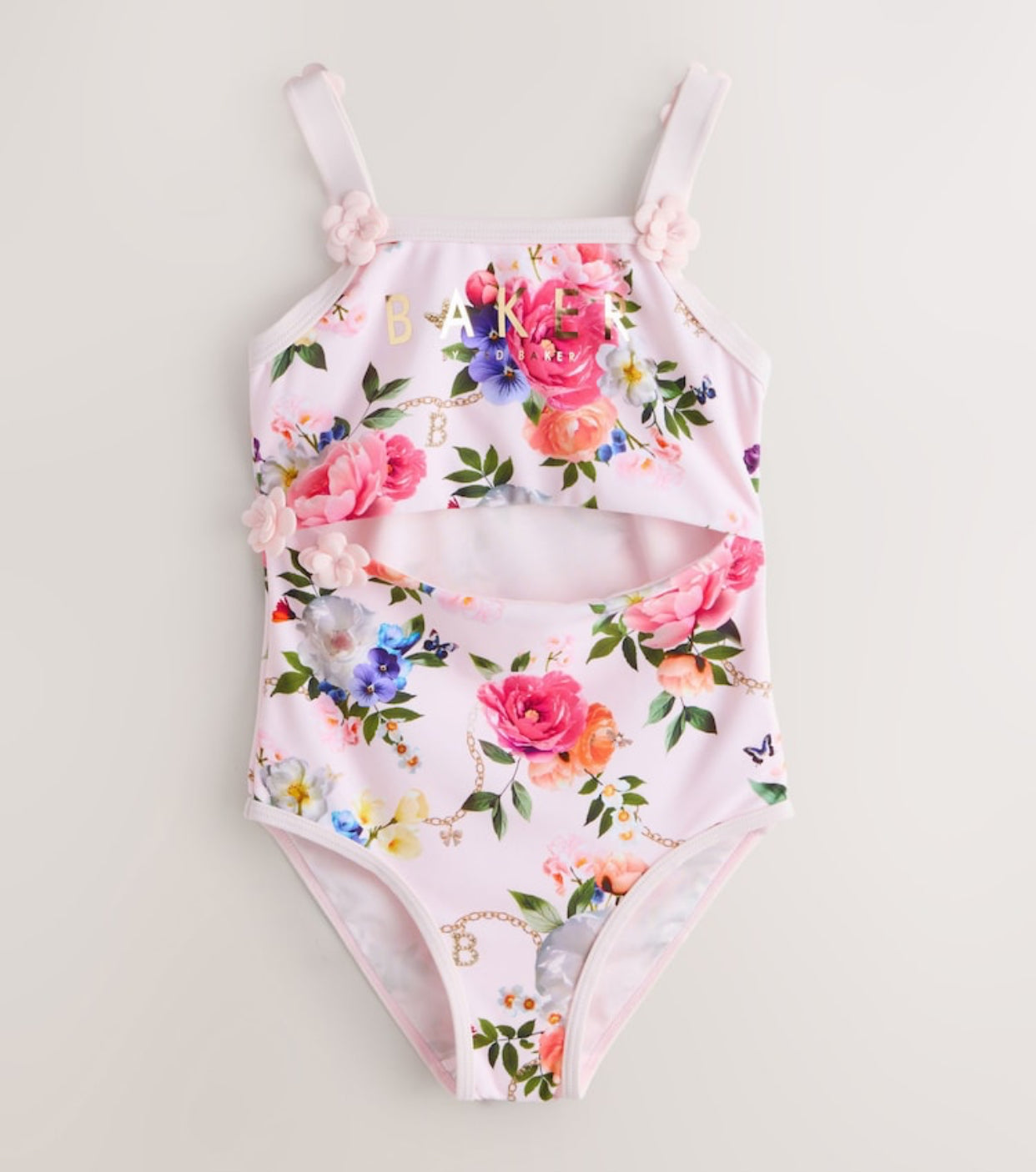 Baker by Ted Baker Pink Cut-Out Floral Printed Swimsuit