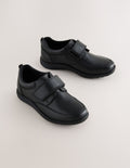 Black Standard Fit (F) Leather 1 Strap Touch Fastening School Shoes