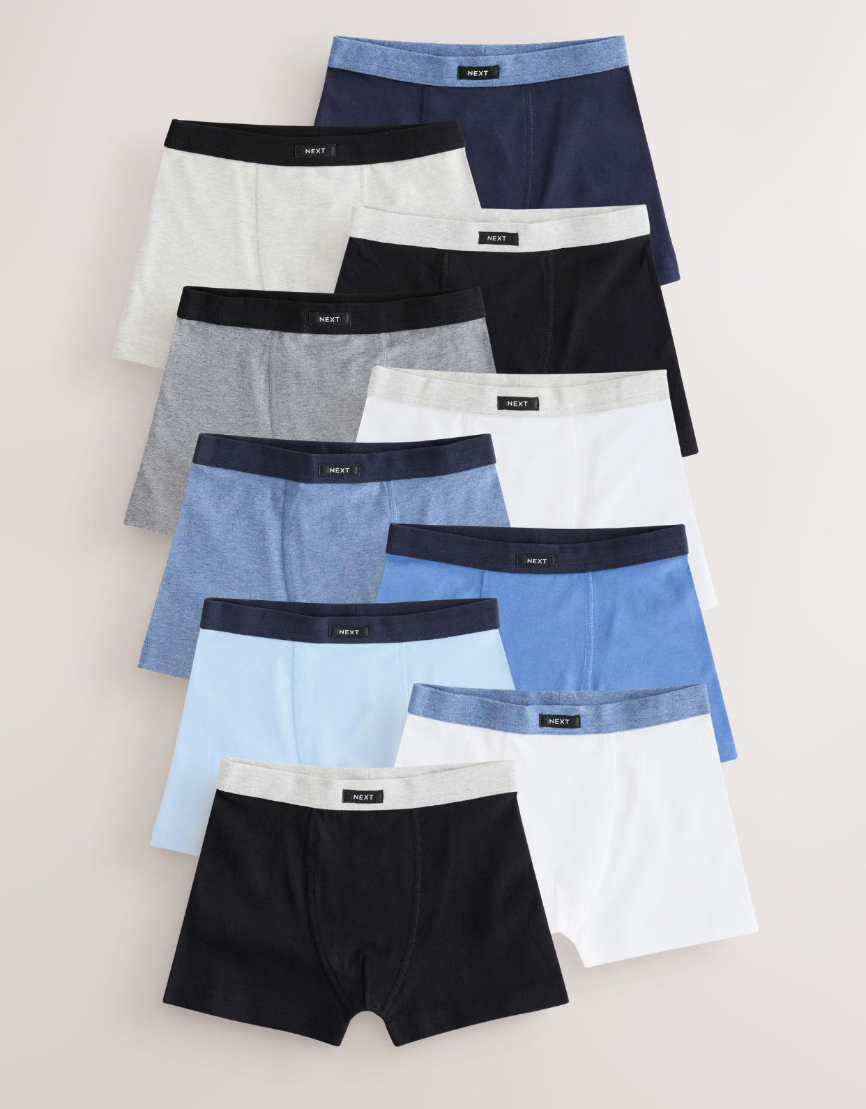 Blue/Grey Soft Waistband Trunks 10 Pack