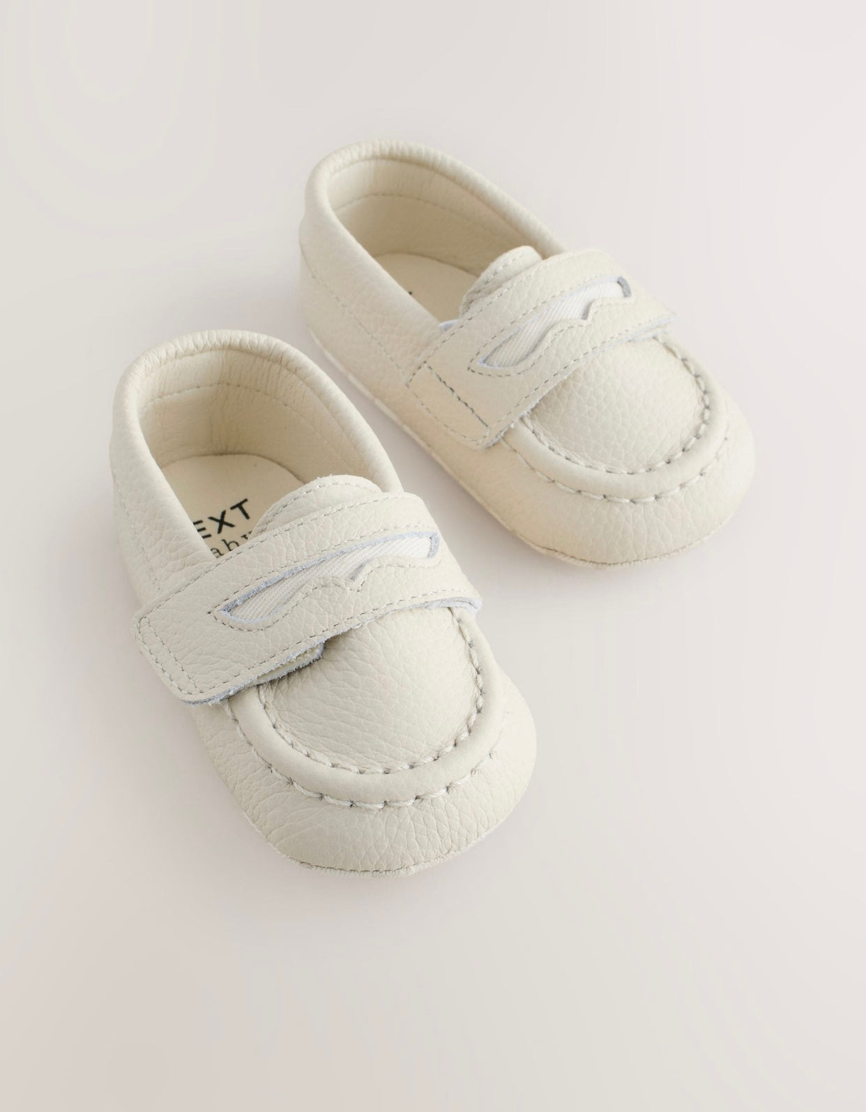 White Touch Fastening Baby Loafers