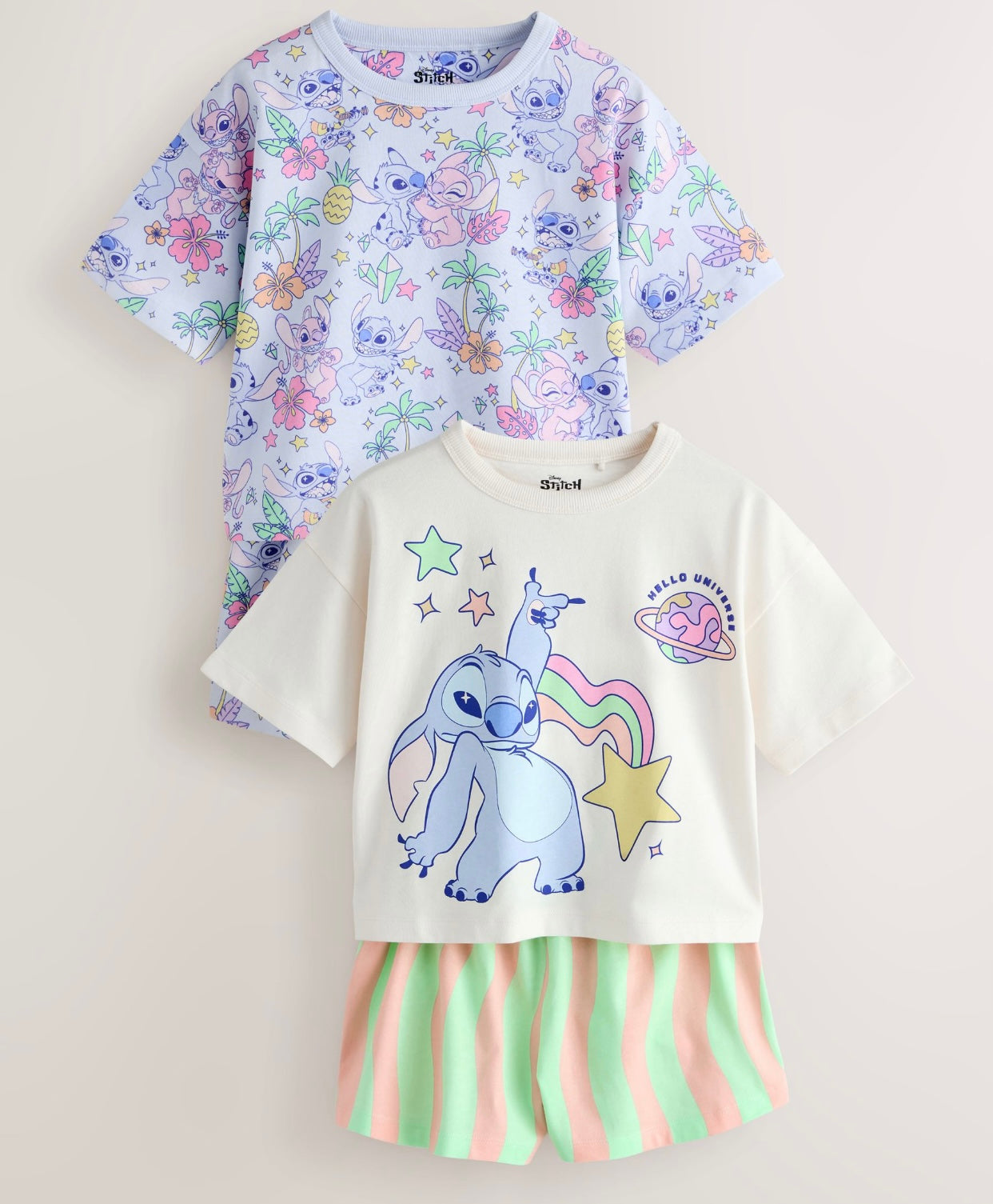 Lilac/Ecru Lilo and Stitch Short Pyjamas