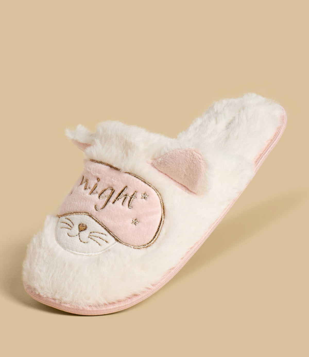 Cat Embroidered Bedroom Mules