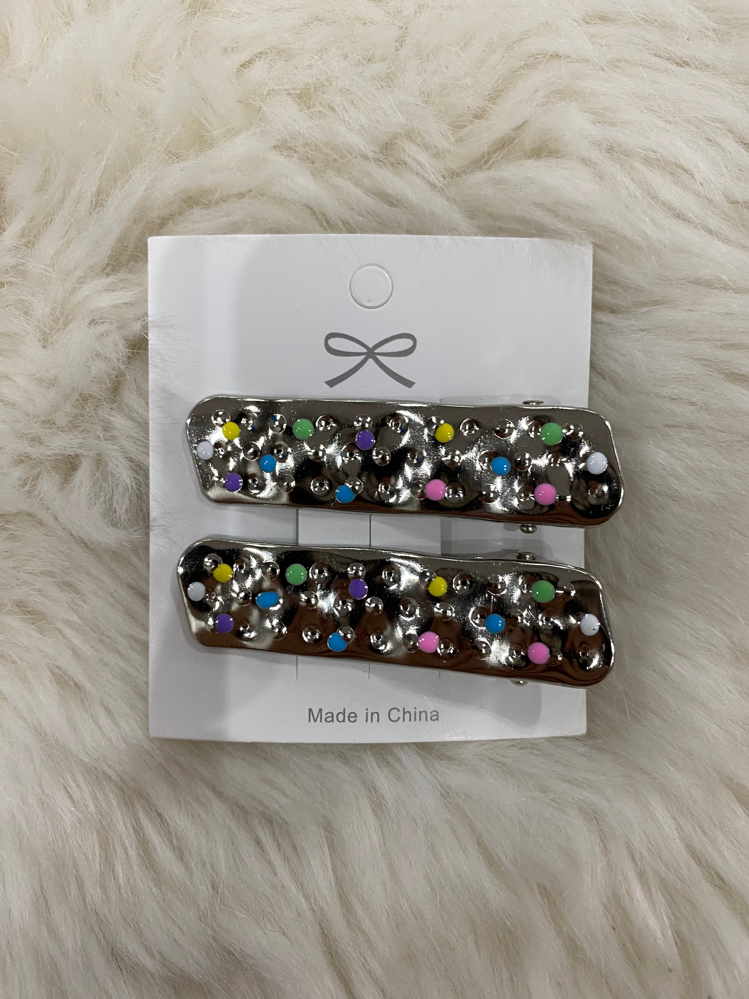 2pcs silver hair clips