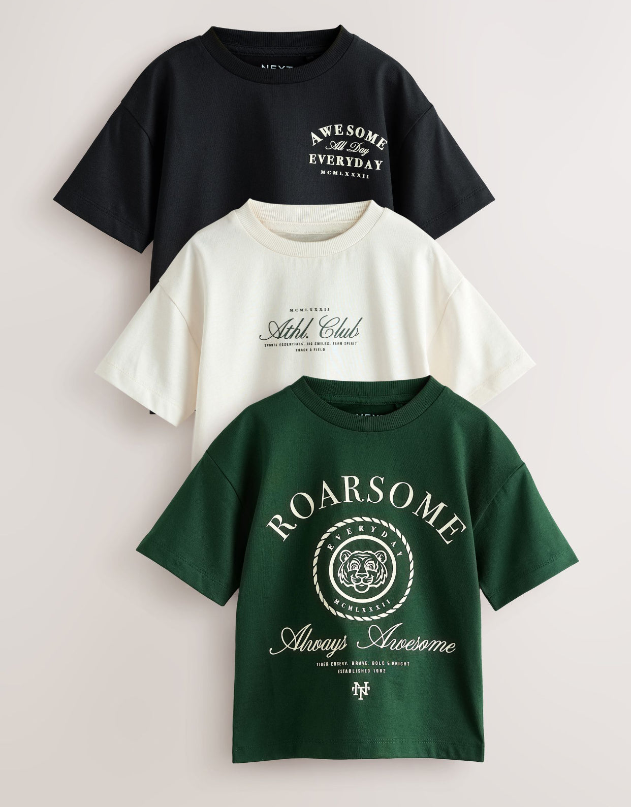 Green Tiger Short Sleeve Graphic T- Shirts 3 Pack
