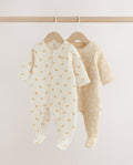 Yellow Quilted Baby Sleepsuits 2 Pack