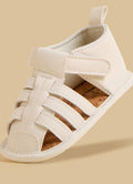 Plain Strappy Sandals with Hook and Loop Closure
