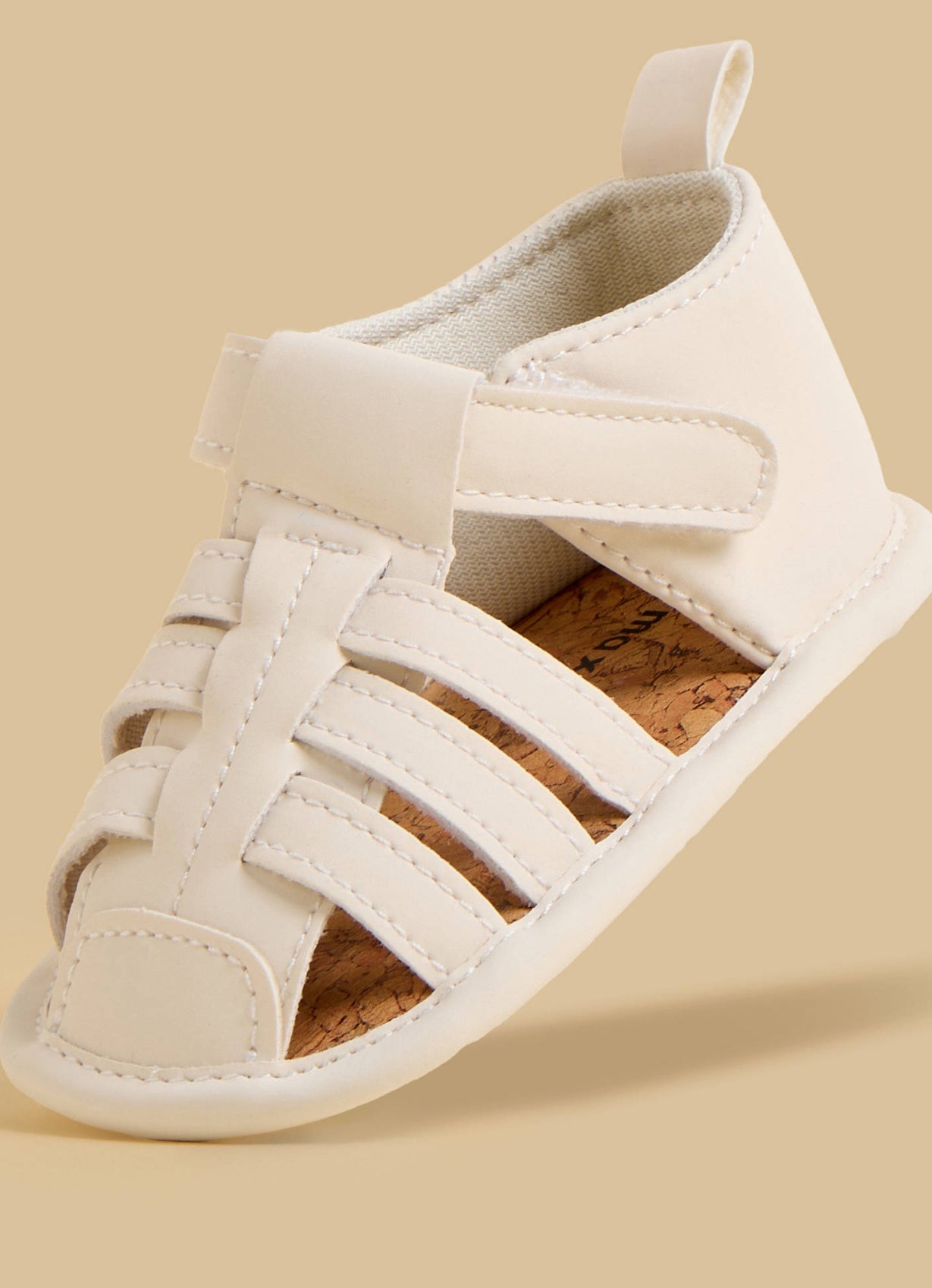 Plain Strappy Sandals with Hook and Loop Closure