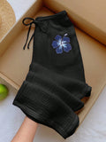 [100% Cotton] Women's Printed Drawstring Wide Leg Loose Pants