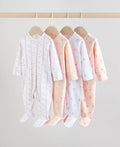 White/Pink 4 Pack Baby Sleepsuit