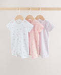 Pink Two Way Zip Baby Rompers 3 Pack