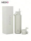 Meoky 530 ml Insulated Tumbler With 2 Spout Lid And Straw