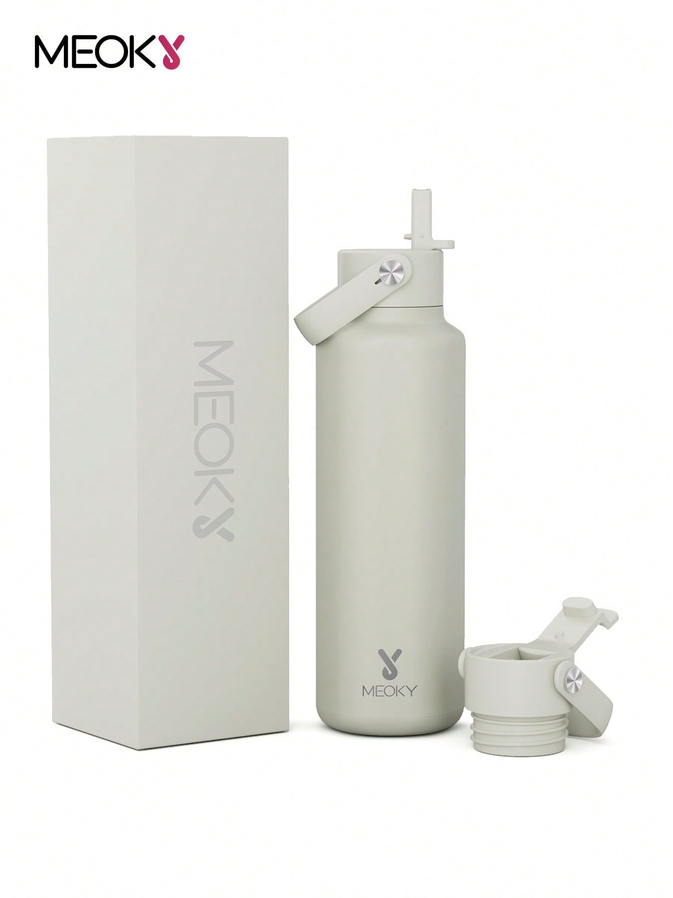 Meoky 530 ml Insulated Tumbler With 2 Spout Lid And Straw