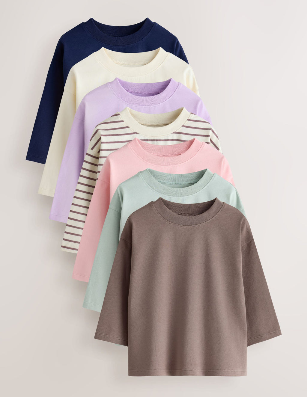 Neutral Pink Long Sleeve T-Shirts 7 Pack
