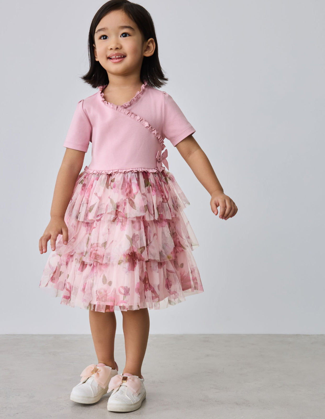 Baker by Ted Baker Ponte Wrap-Over
Floral Mesh Tier Dress