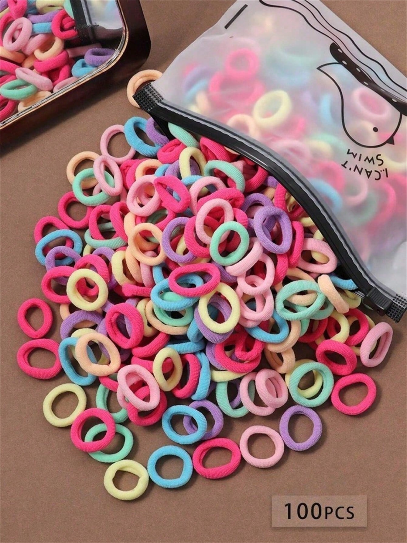 100 pcs multicolor mini elastic hair ties