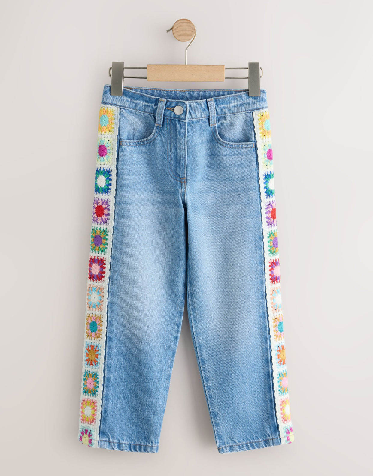 Blue Denim Crochet Embroidered Side