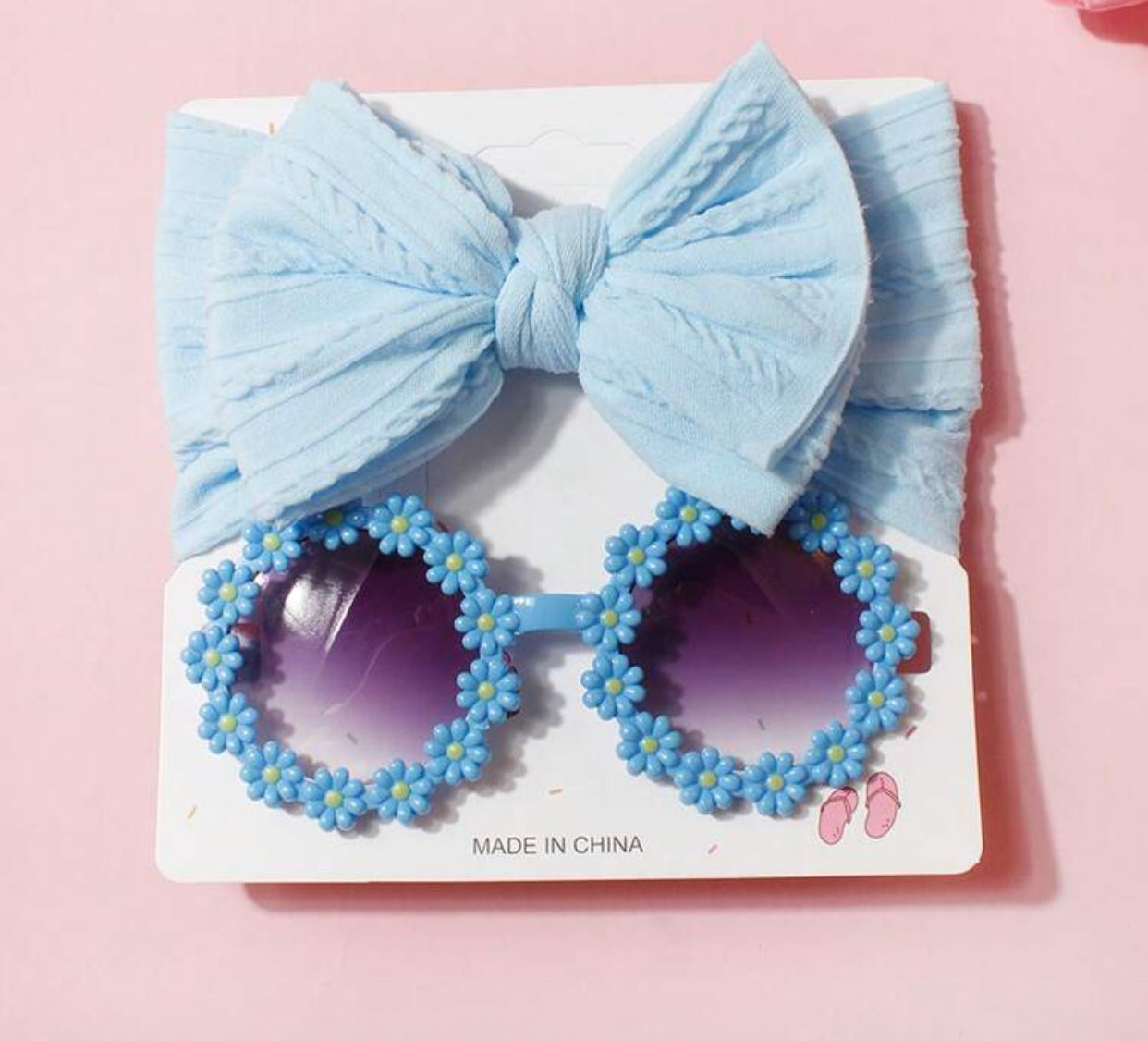 2pcs Bow Baby Headband & Daisy Sunglasses (immediate)