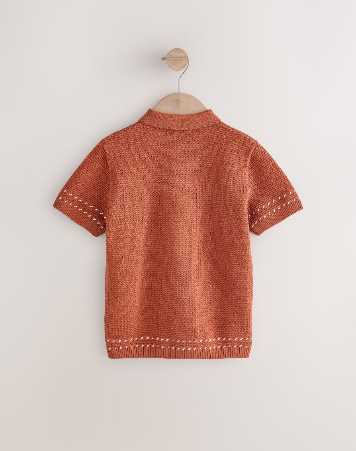 Rust Brown 100% Cotton Short Sleeve Knitted Polo Shirt