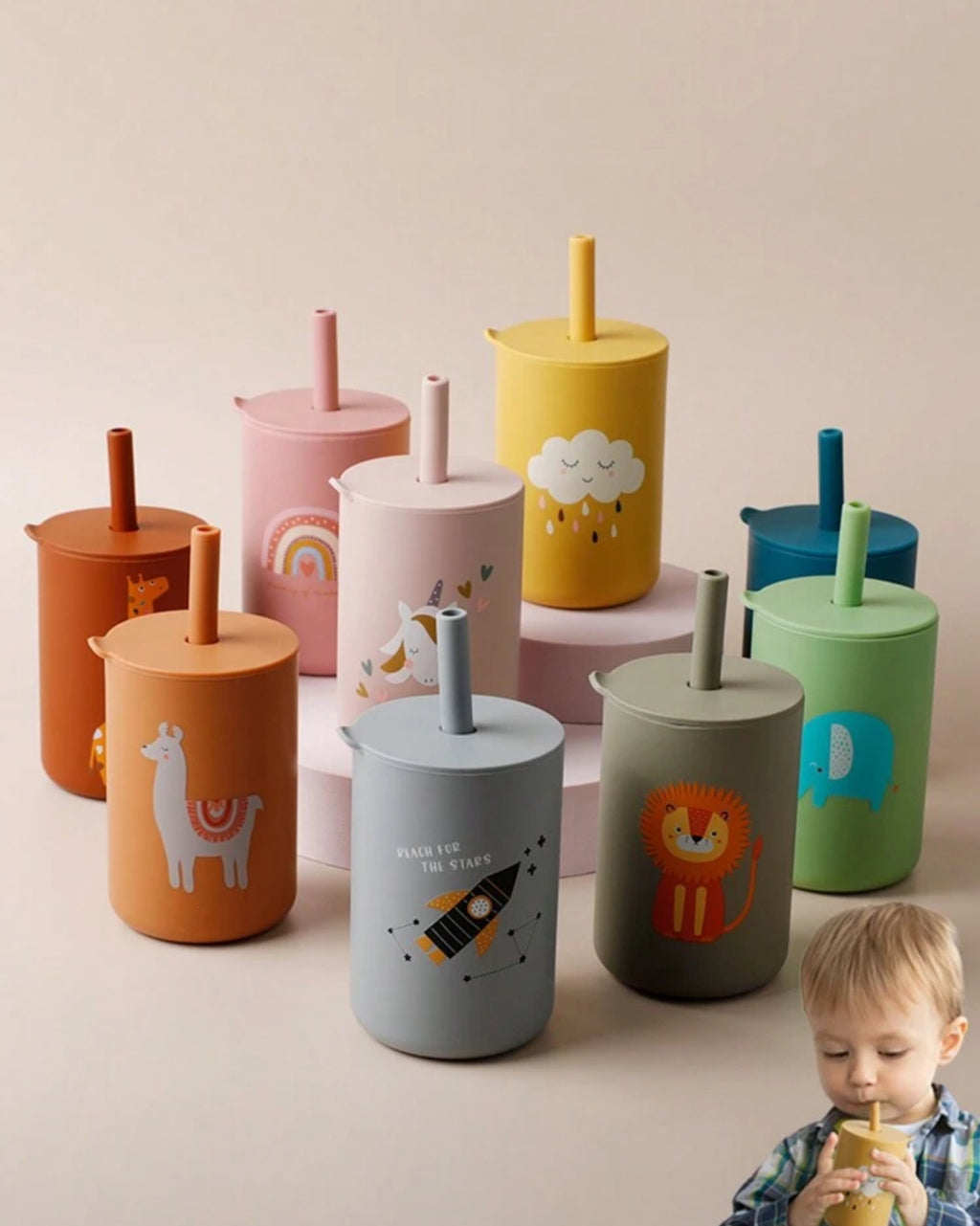 1pc 180ml/6oz Mini Silicone Straw Cup (immediate)
