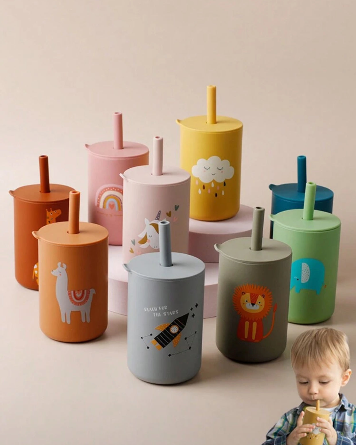 1pc 180ml/6oz Mini Silicone Straw Cup (immediate)
