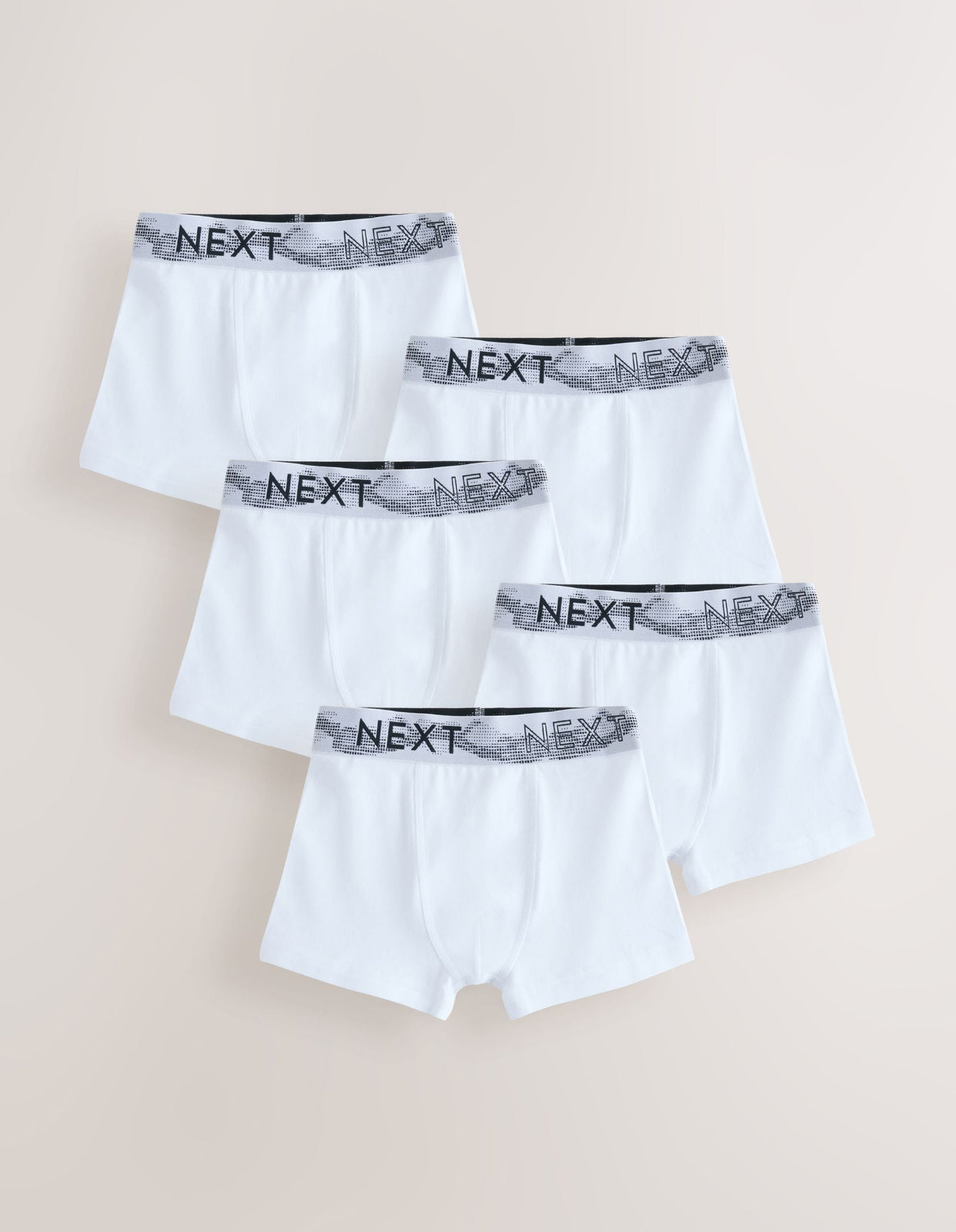 White with Stippling Waistband Trunks 5 Pack