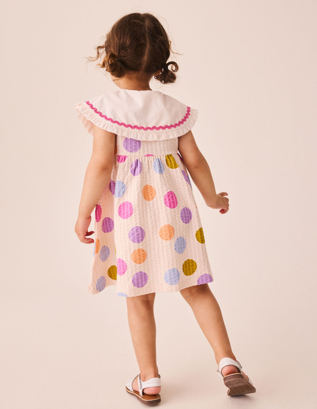 Rainbow Spot Collared Summer Dress