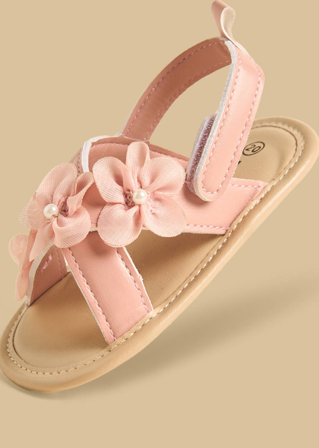 Floral Embellished Sandals with Hook and Loop Closure