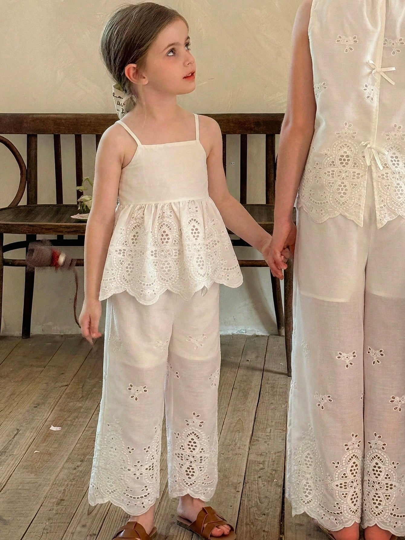 2pcs Young Girl Camisole Top And Long Pants Set