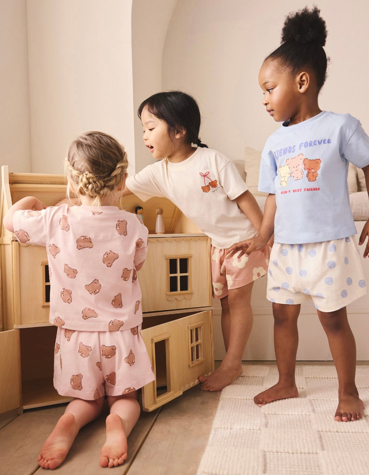 Pink/Blue Bear Print Short Pyjamas 3 PackColour: Pink/Blue Bear